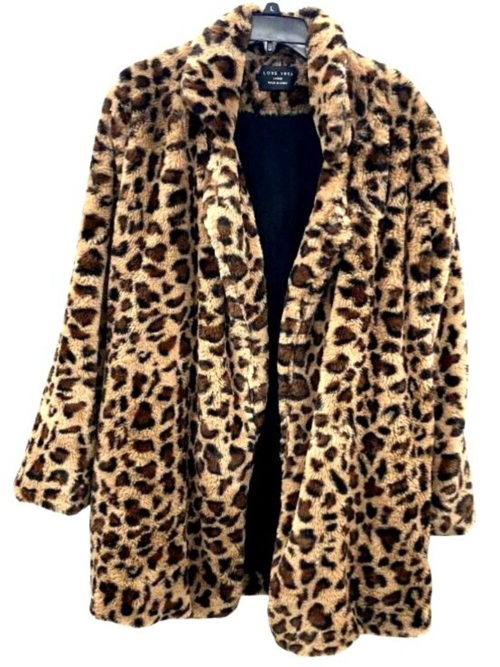 Leopard Print Faux Fur Coat By Love Tree Size Large